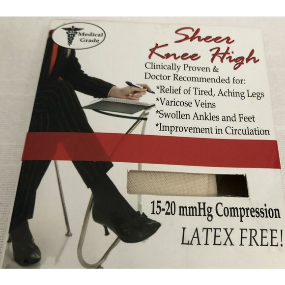 Fit Rite Hosiery - Sheer Knee High Medical Grade Compression- Size Small - Pearl - Picture 1 of 6